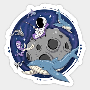 Astronaut Fishing Sticker